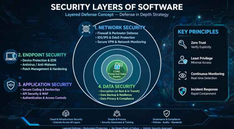 Security layers protecting user data on a modern website